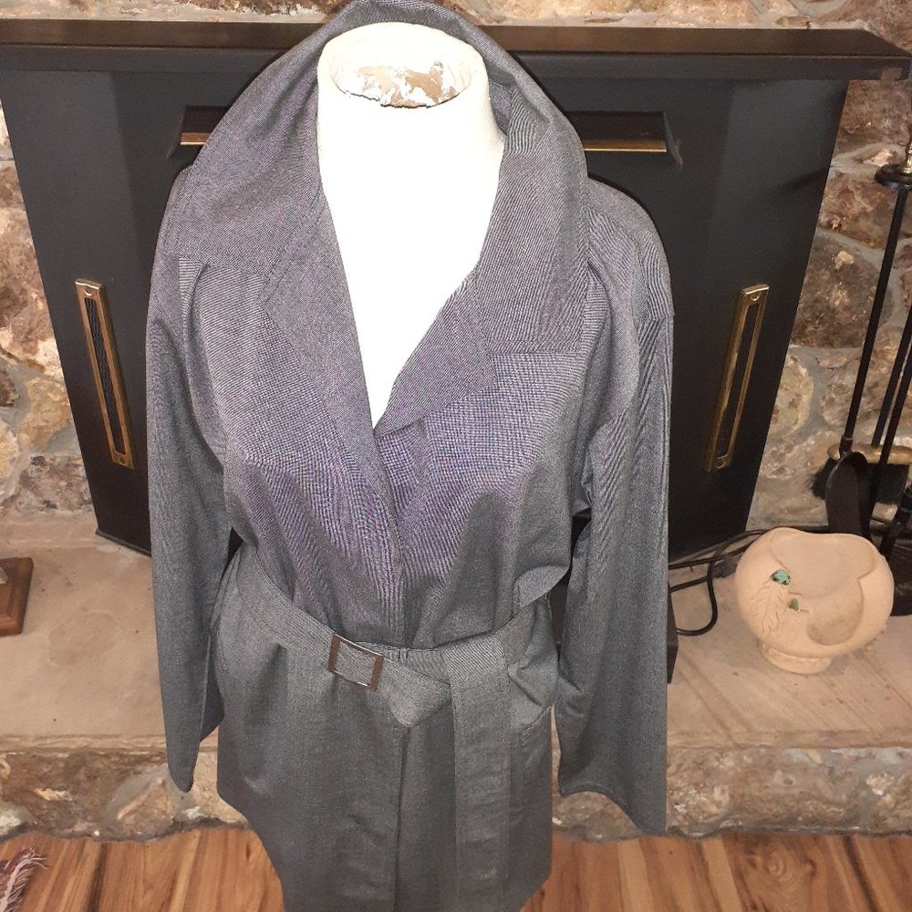 NWT Chico's Duster Trench Coat Grey/Black Size 2  10